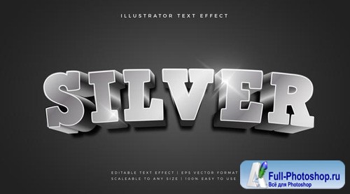 Silver shiny 3d theme text font effect