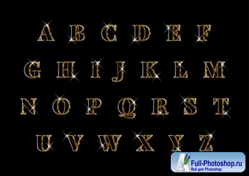 Luxury elegant 3d gold alphabets set