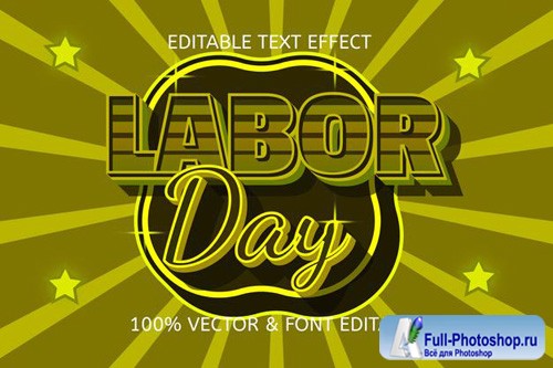 Labor vector day editable text effect