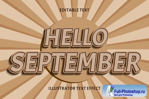 Hello september vector editable text effect