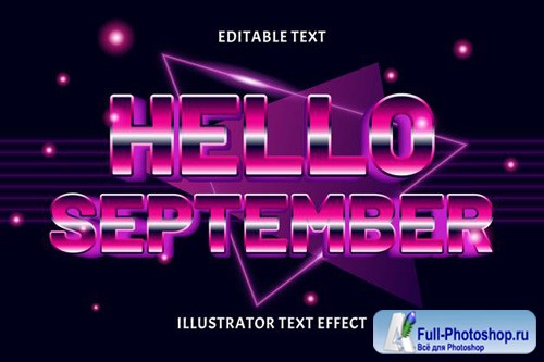 Hello september vector 3d  editable text effect