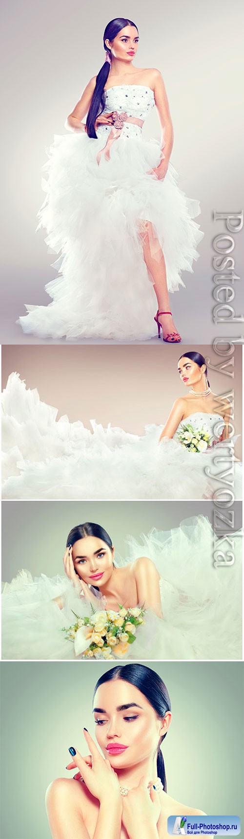 Bride in fashionable wedding dress stock photo
