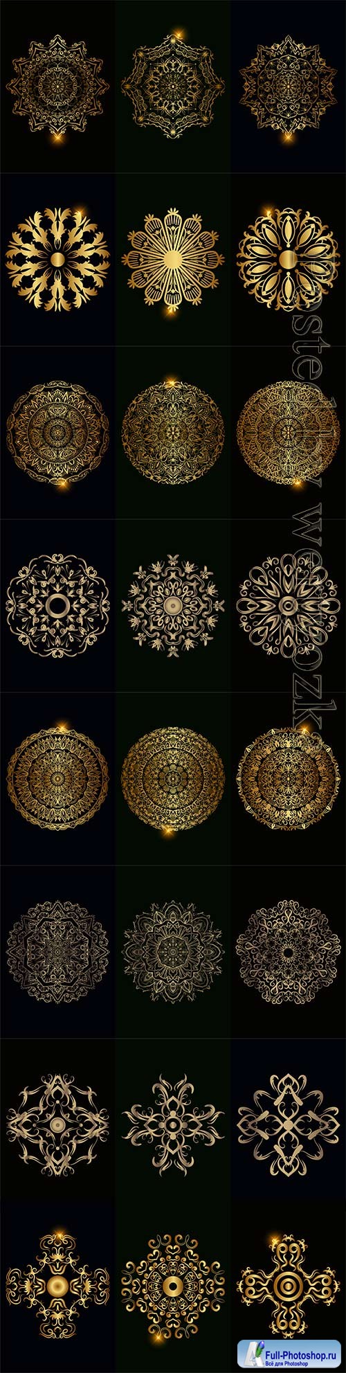 Collection of mandala ornament or flower vector