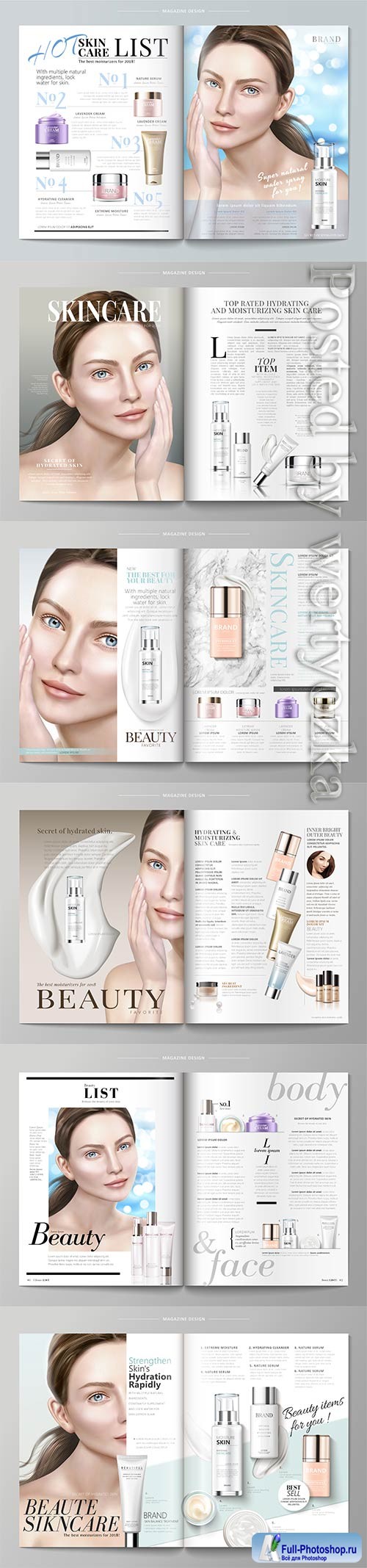 Elegant skin care magazine vector template