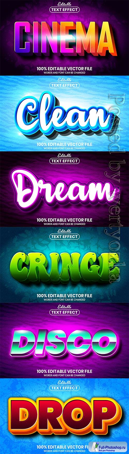 3d editable text style effect vector vol 698