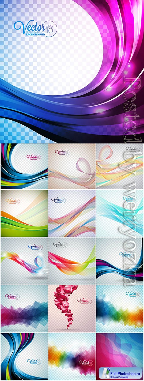 Colored abstract lines on transparent background in vector