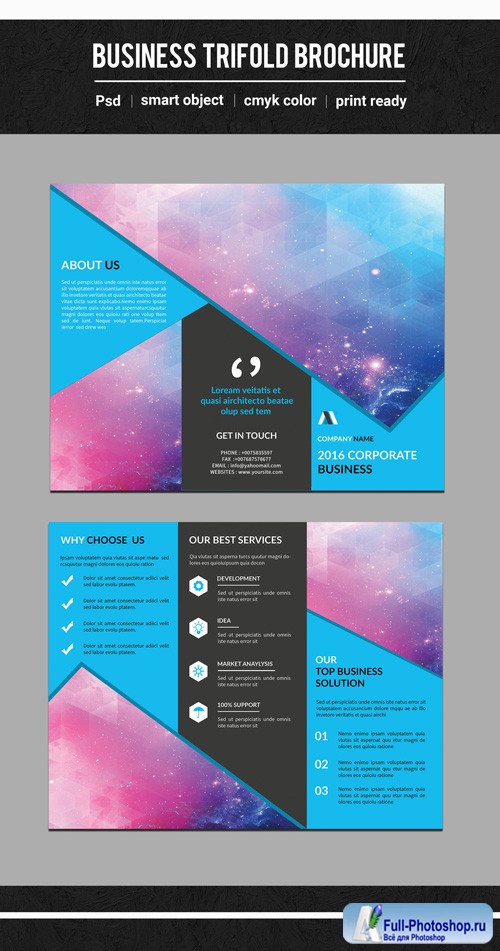 Business Brochure Layout with Blue Diagonal Borders 2 132454619