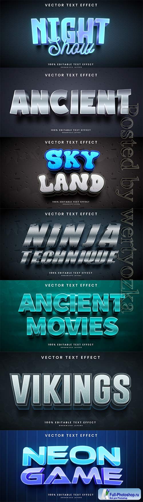 3d editable text style effect vector vol 743