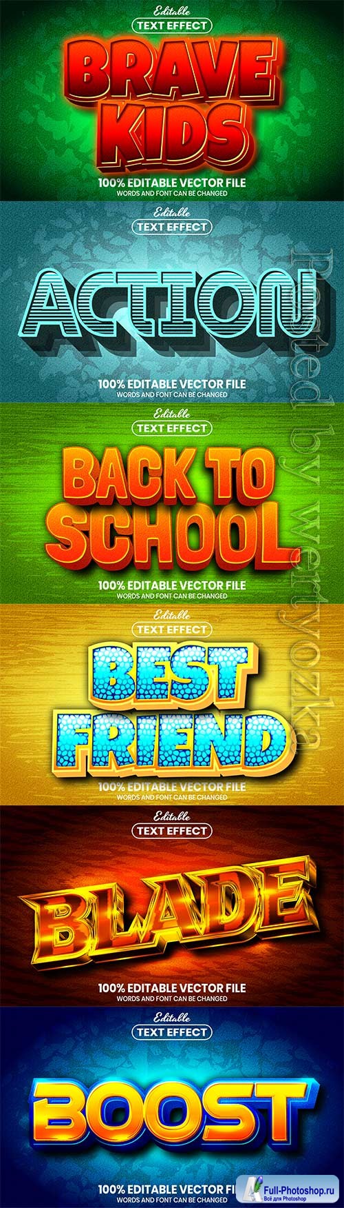 3d editable text style effect vector vol 737