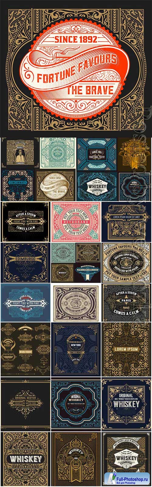 Labels and banners in vintage style in vector