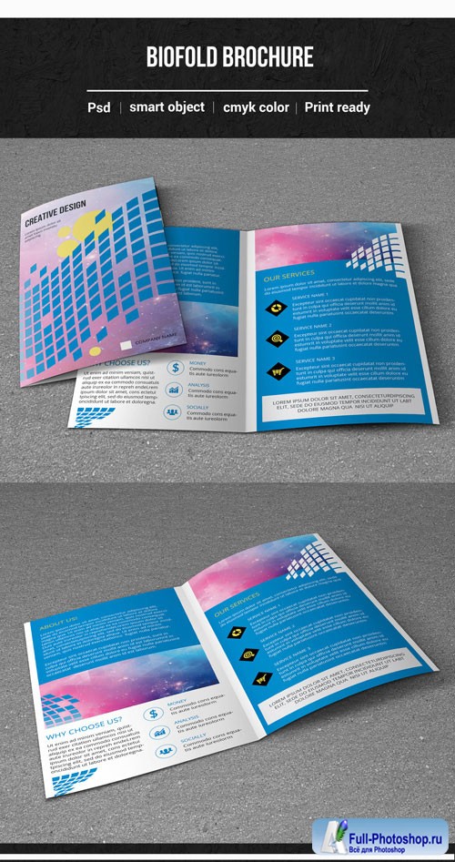 Business Brochure Layout with Repeating Square Pattern