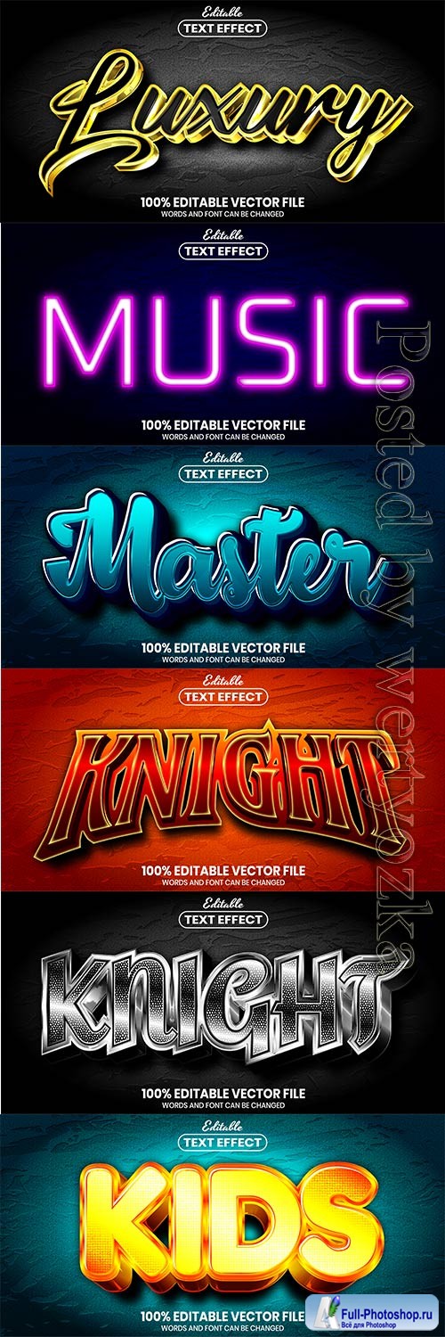 3d editable text style effect vector vol 760