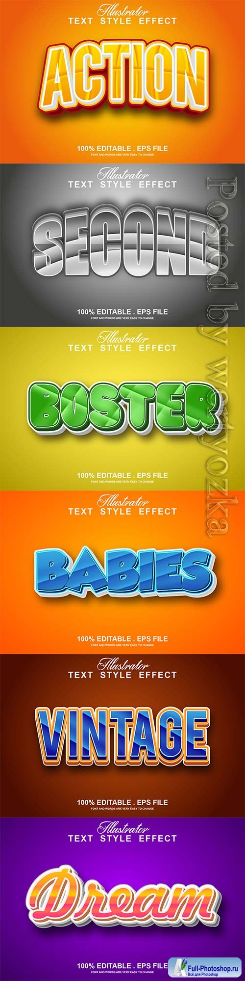 3d editable text style effect vector vol 809