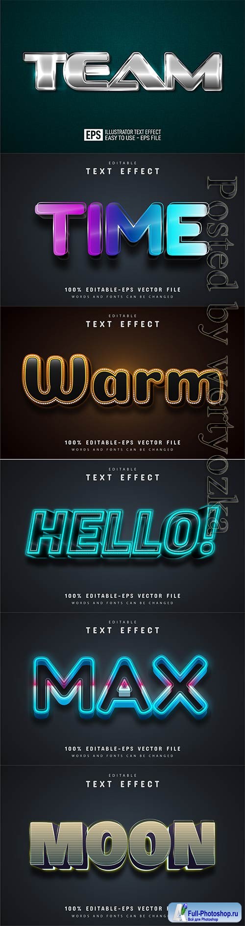 3d editable text style effect vector vol 789