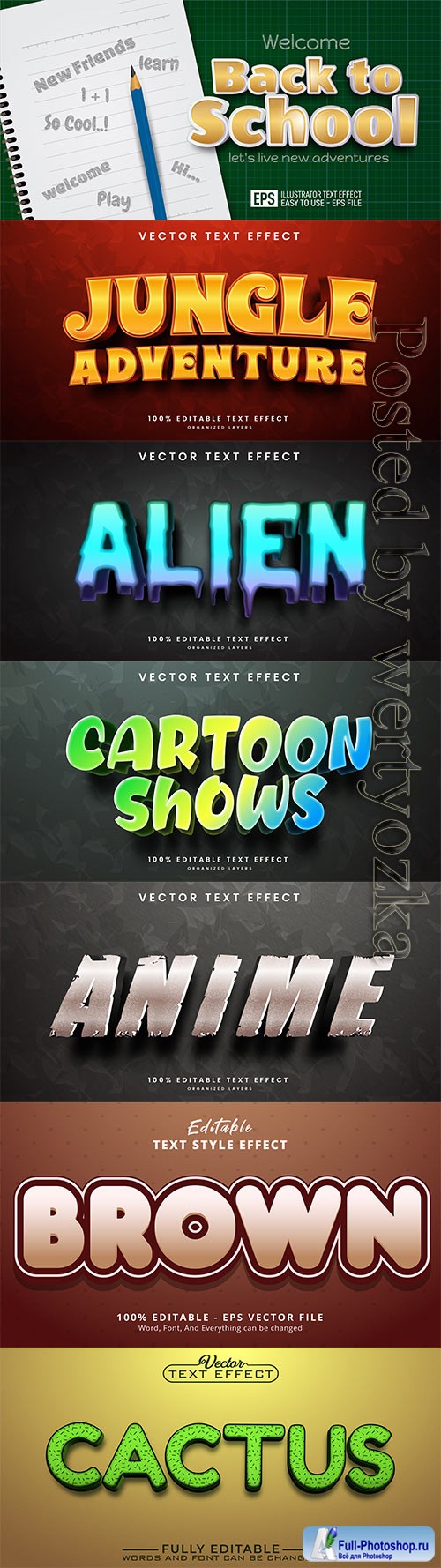 3d editable text style effect vector vol 777