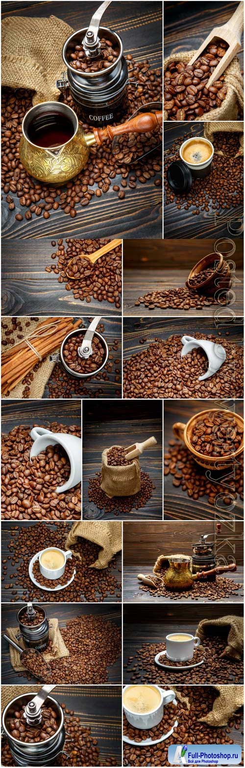 Coffee grinder, turka for making coffee and coffee beans stock photo