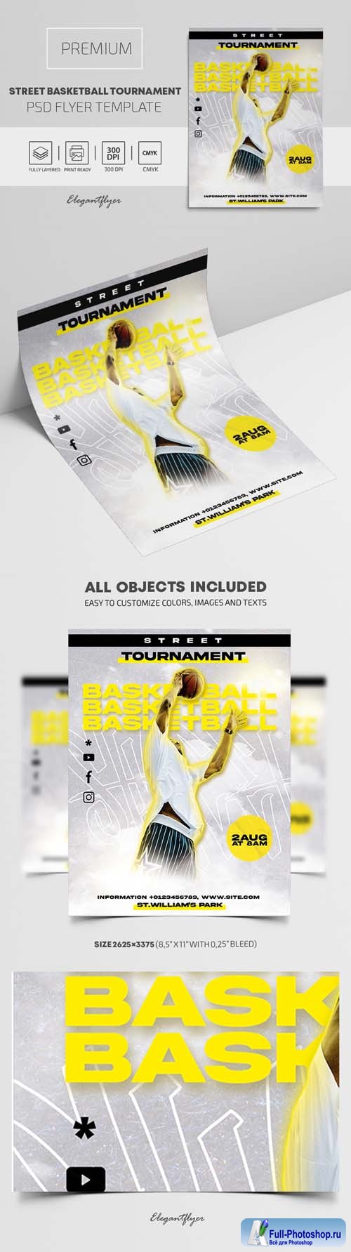 Street Basketball Tournament PSD Flyer