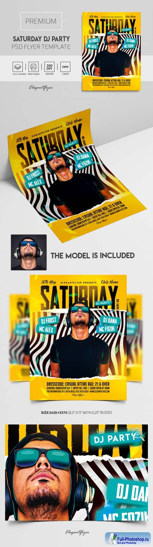 Saturday DJ Party Premium PSD Flyer Template