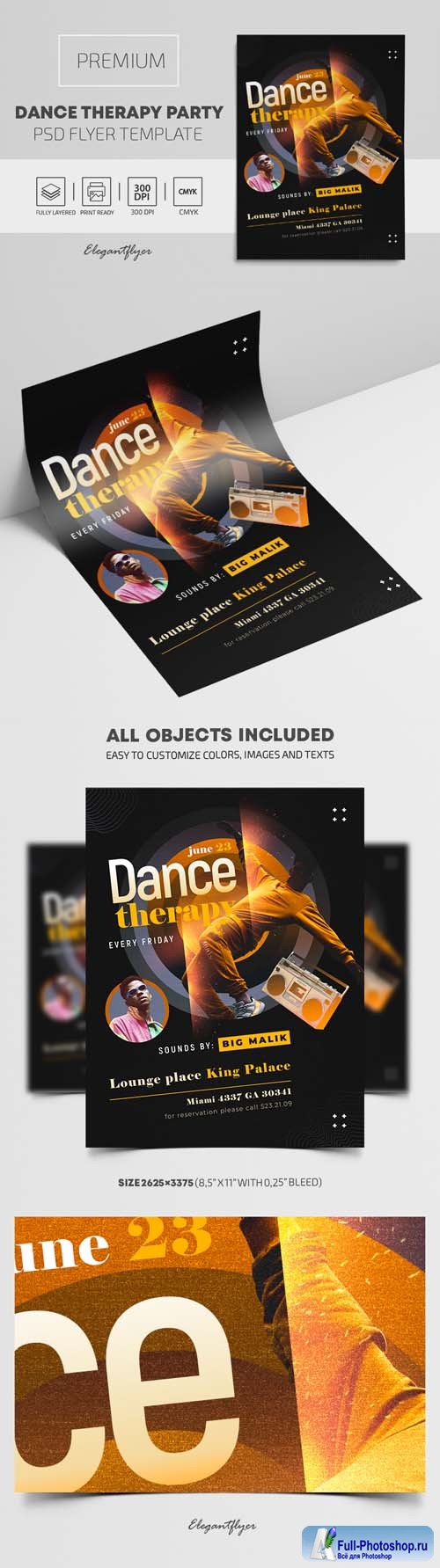 Dance Therapy Party Premium PSD Flyer Template