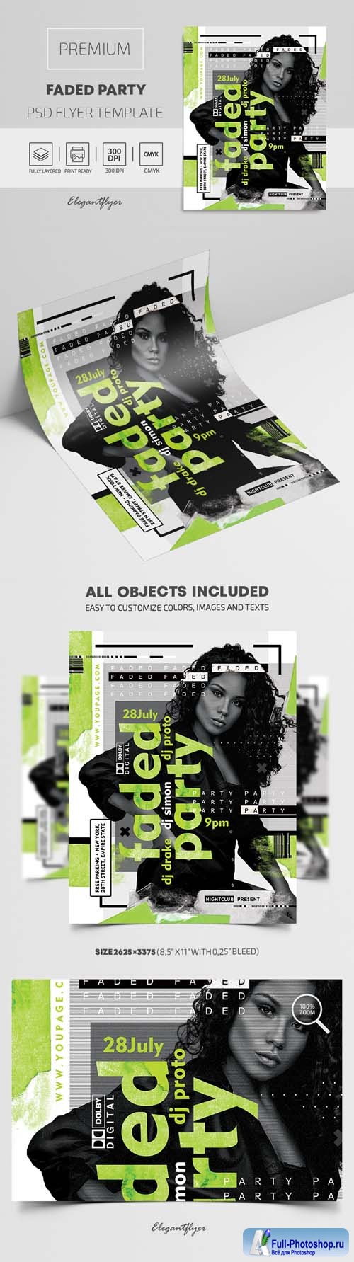 Faded Party Premium PSD Flyer Template