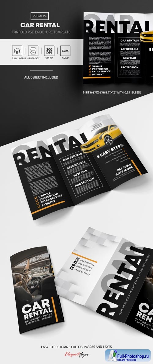 Car Rental Premium PSD Tri Fold Brochure Template