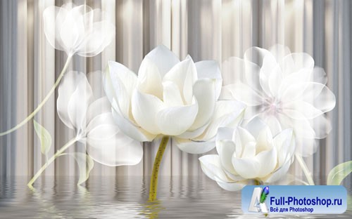 White phantom lotus embossed background wall