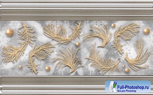 Minimalist golden feather wrought iron sheet metal tv background wall