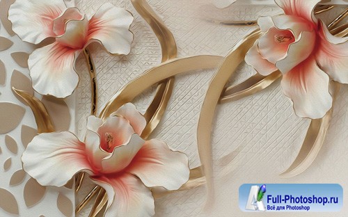 3d embossed orchid background wall decorative painting