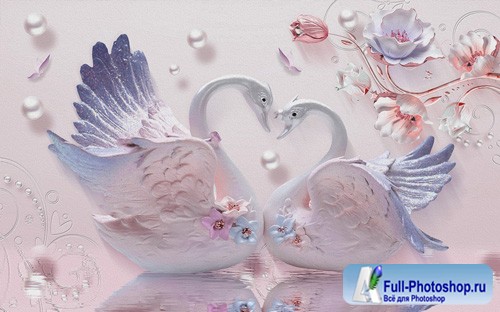 3d beautiful romantic swan pearl lotus tv background wall