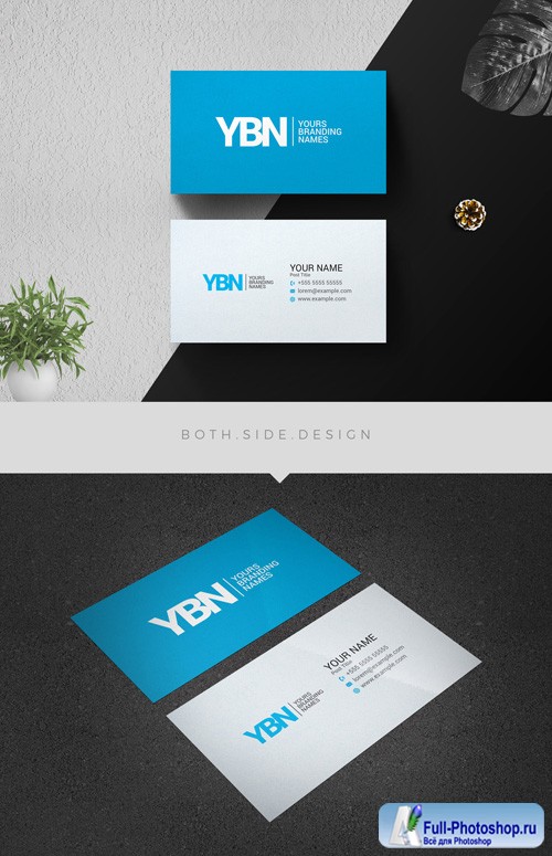 AdobeStock Business Card Layout with Blue Accents 204272823