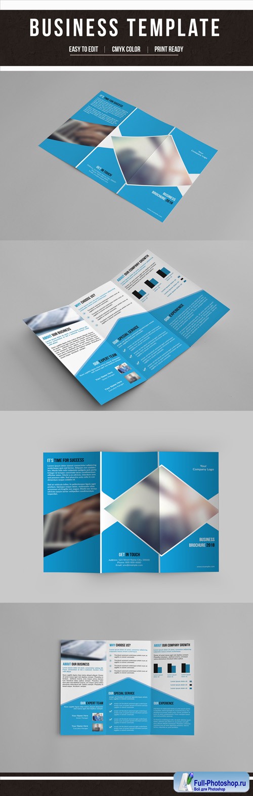 AdobeStock Business Brochure with Blue Accents 207342275