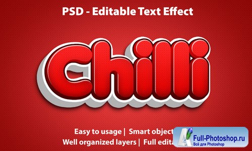 Editable text effect chilli premium Premium Psd