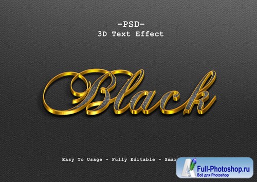 Black 3d text style effect Premium Psd