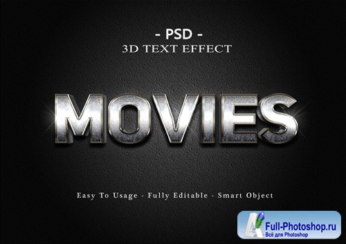 3d movies text effect Premium Psd