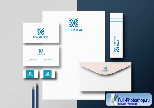 Stationary mockup with business card letterhead and element Premium Psd