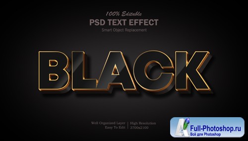 Golden black 3d psd editable text effect Premium Psd