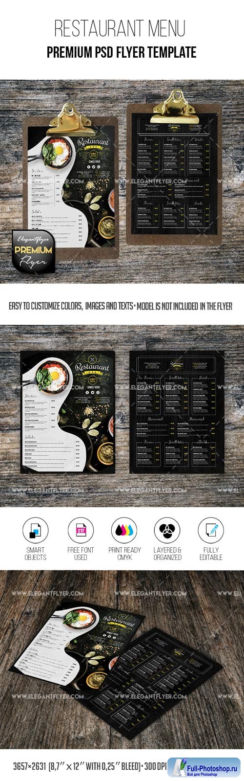 Restaurant Menu Premium PSD Brochure Template
