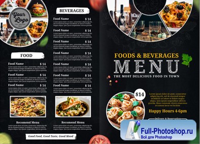 Restaurant food beverages menu premium psd template