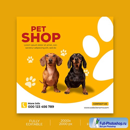 Pet shop promotion banner template premium psd