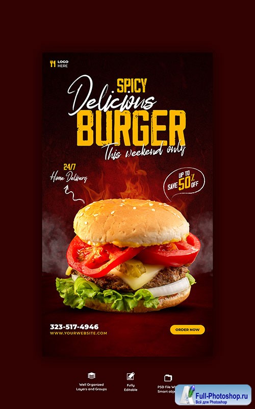 Burger and food menu psd template