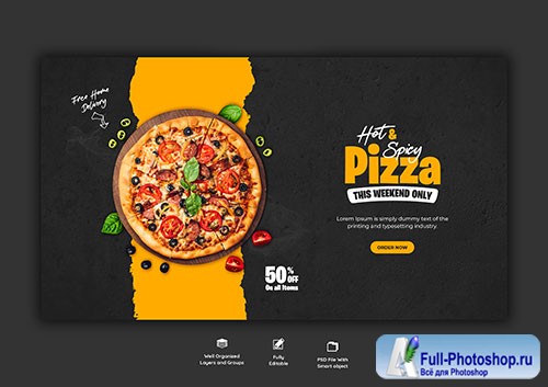 Pizza web banner template Premium Psd