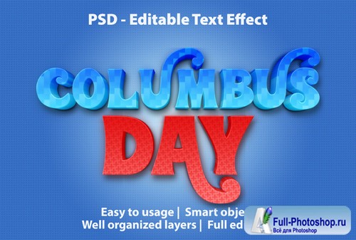 Editable text effect columbus day premium Premium Psd