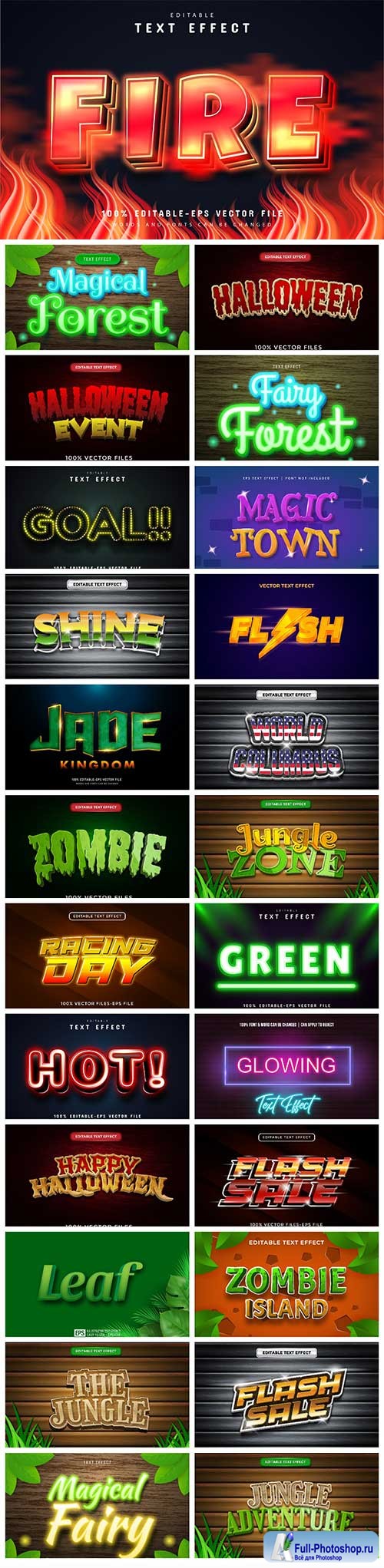 Set 3d editable text style effect vector vol 15