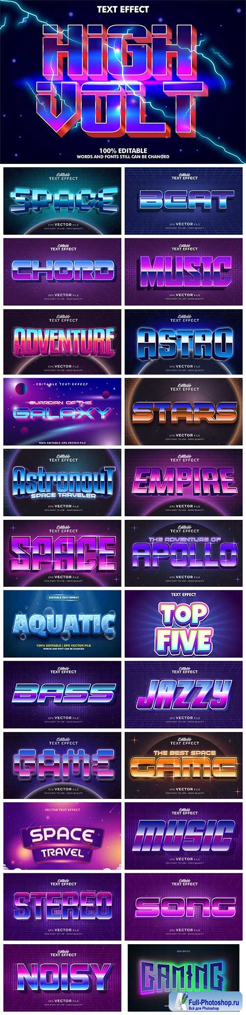 Set 3d editable text style effect vector vol 16