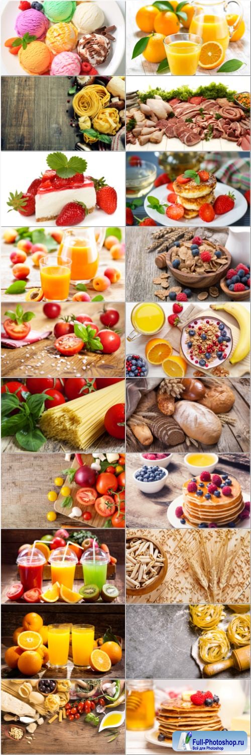 Fast food, meat, fruits, vegetables, dairy products - set stock photo