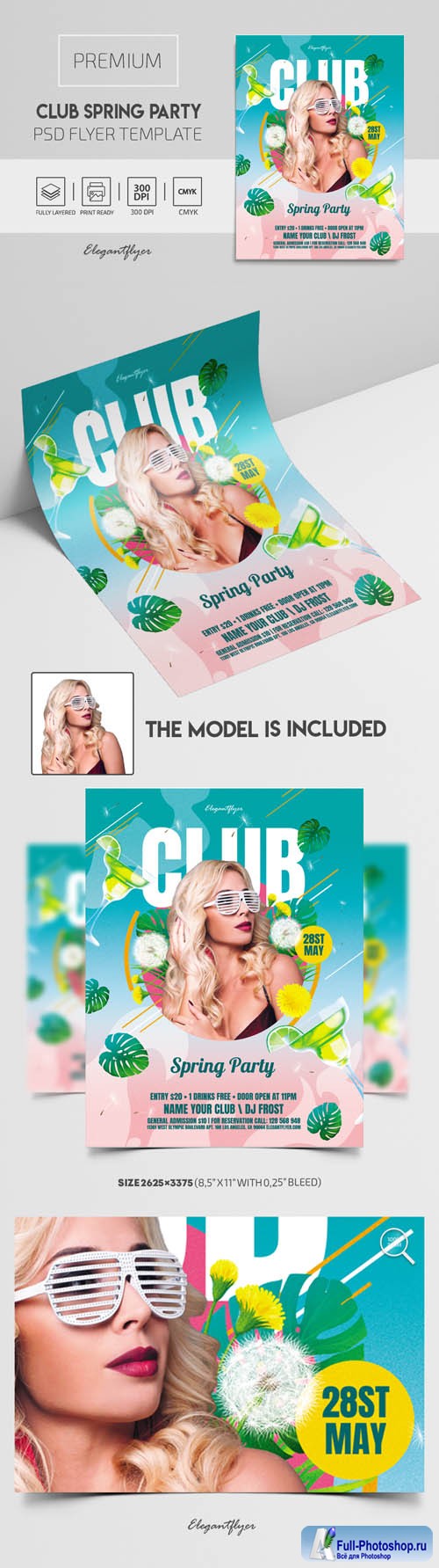 Club Spring Party Flyer PSD Template