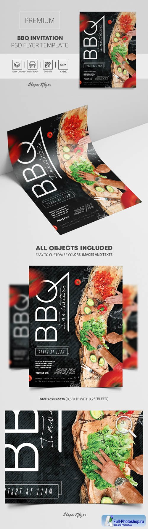 BBQ Invitation Premium PSD Flyer Template