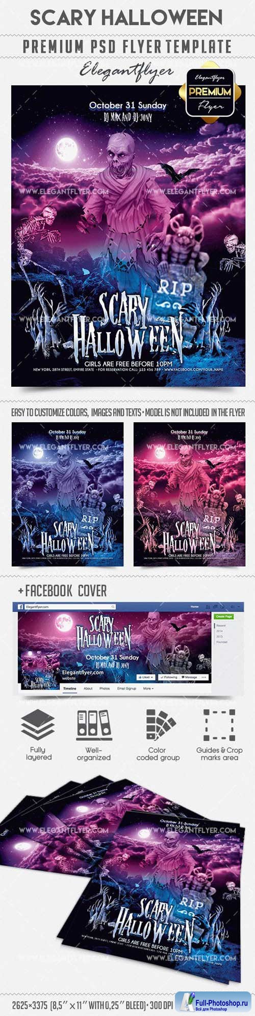 Scary Halloween Flyer PSD Template vol 4