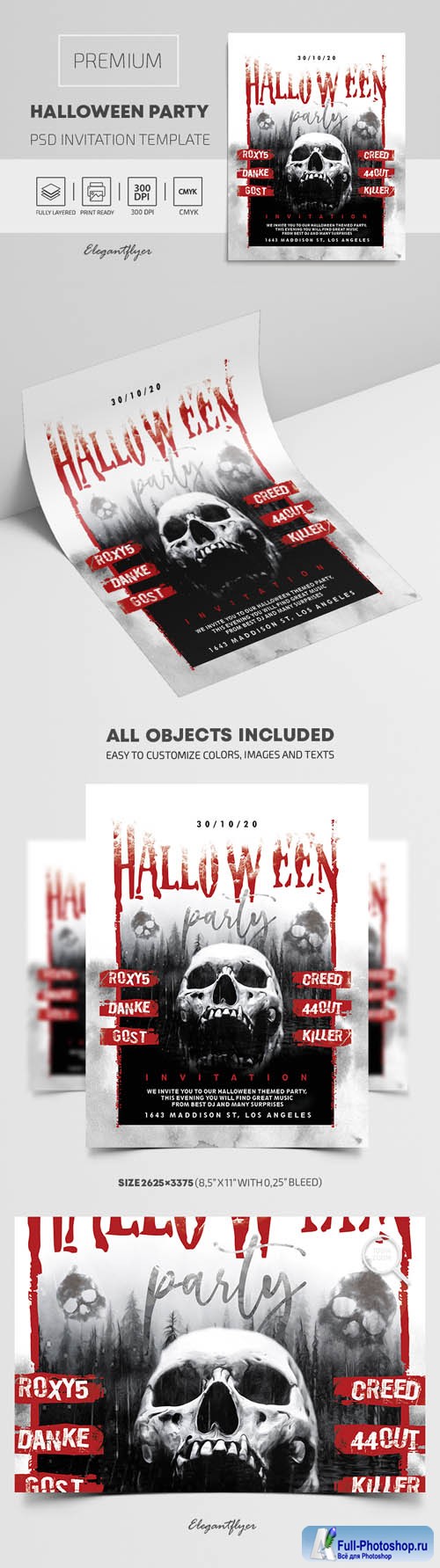 Premium Halloween Party Invitation PSD Template vol 4