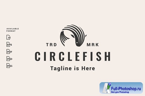 Circle fish hipster logo design templates